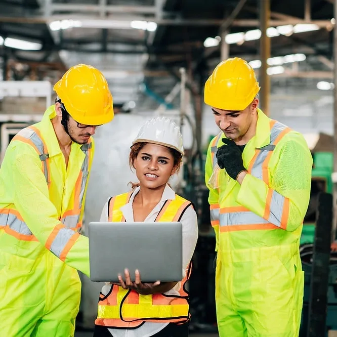 Younger employees working together