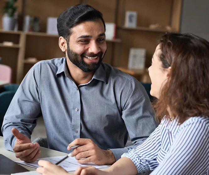 A manager and an employee in conversation